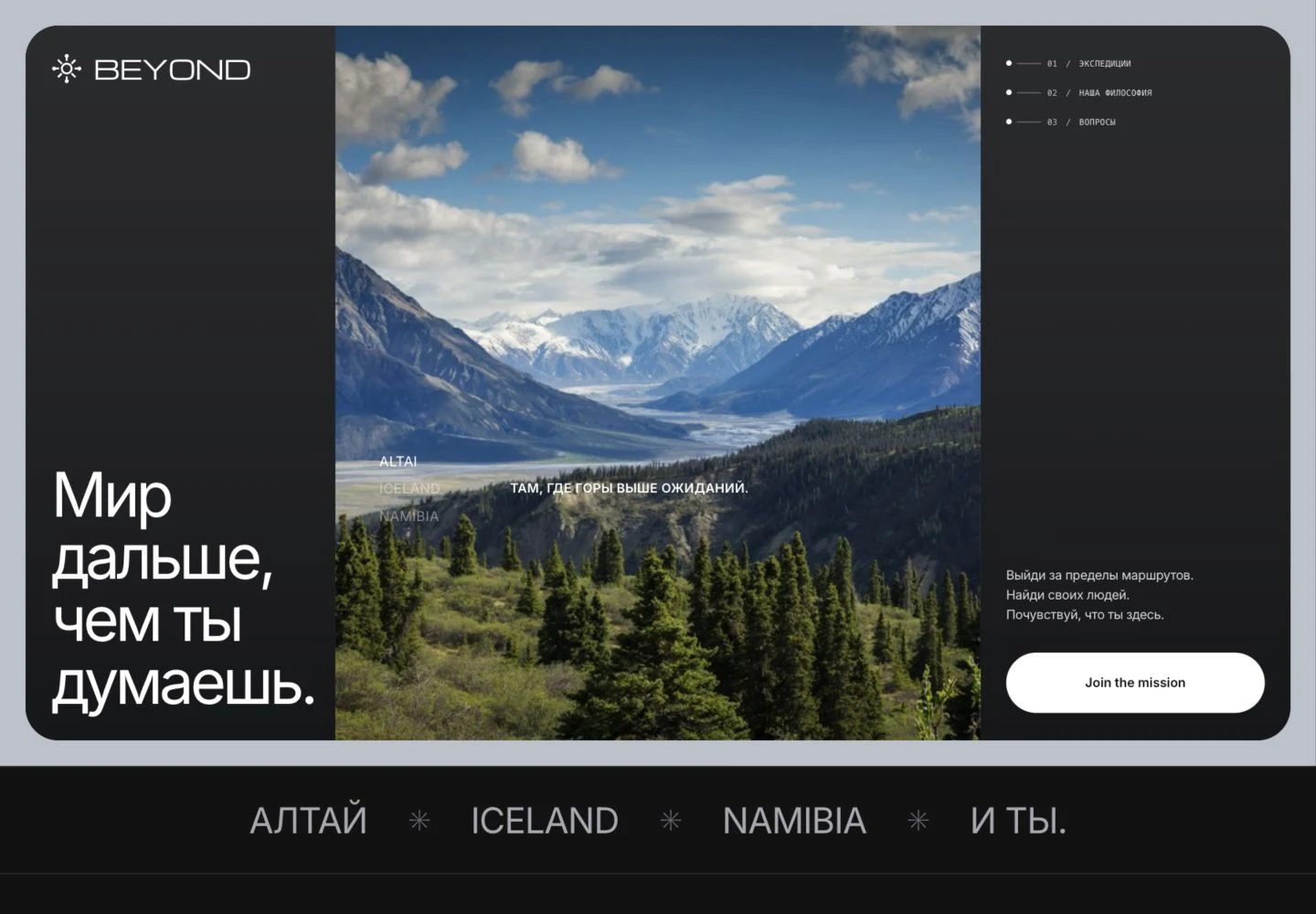 Интерфейс проекта BEYOND